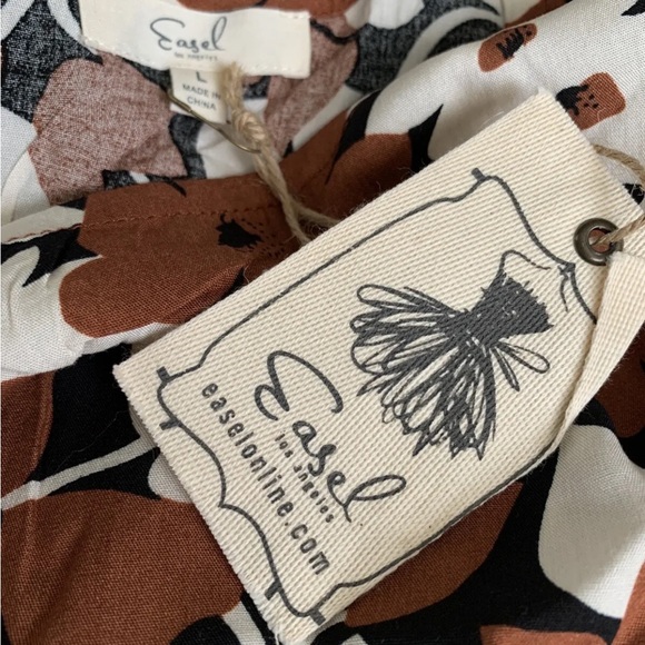 Easel Coffee Print Loose Fitting Dress (L) - Picture 10 of 16